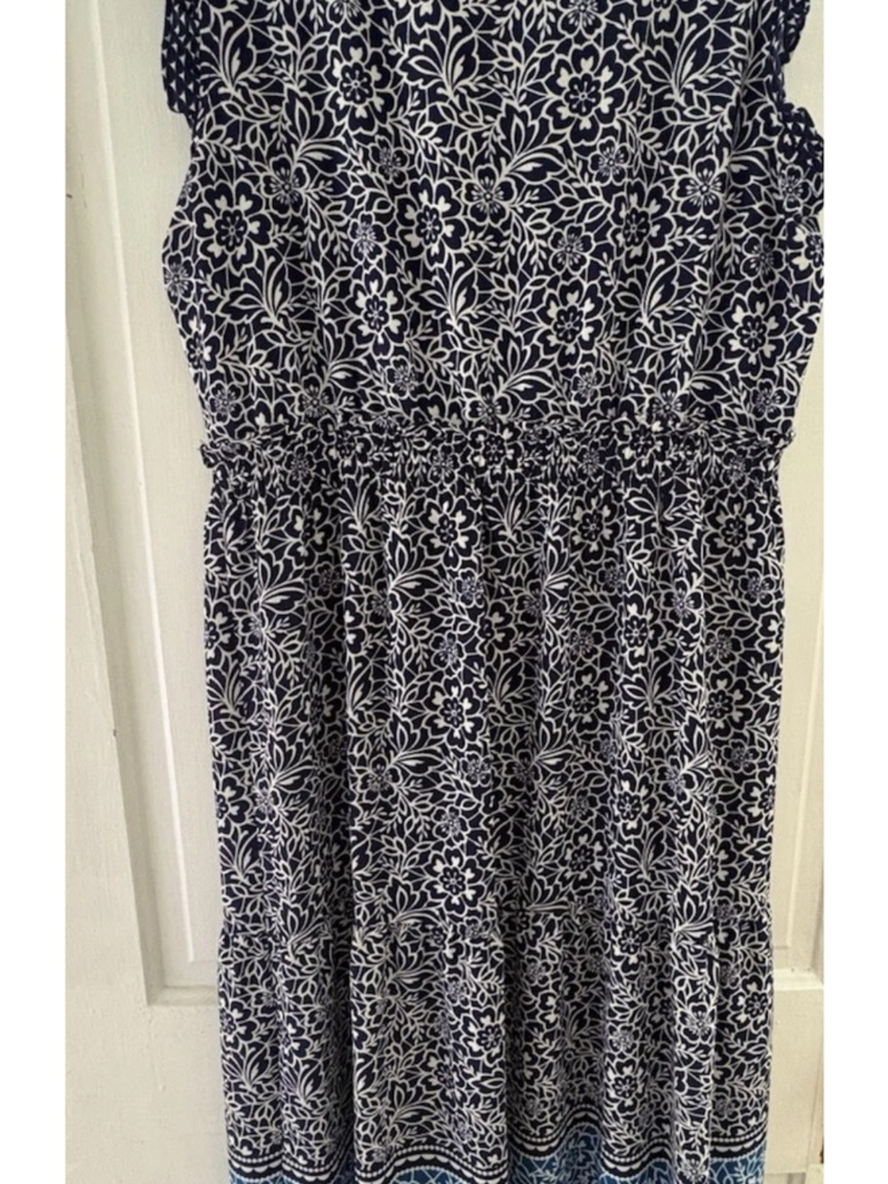 London Times Navy and White Floral Maxi Dress - Picture 7 of 7
